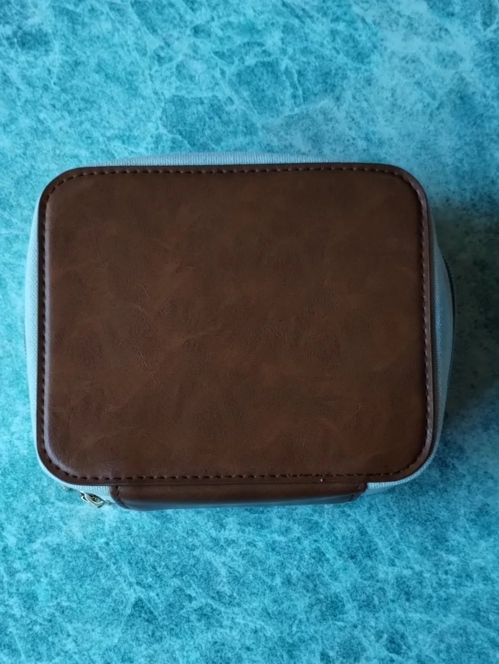 LANVIN Turkish Airlines Cosmetic  Case Pouch Tan Cream Gold Hardware